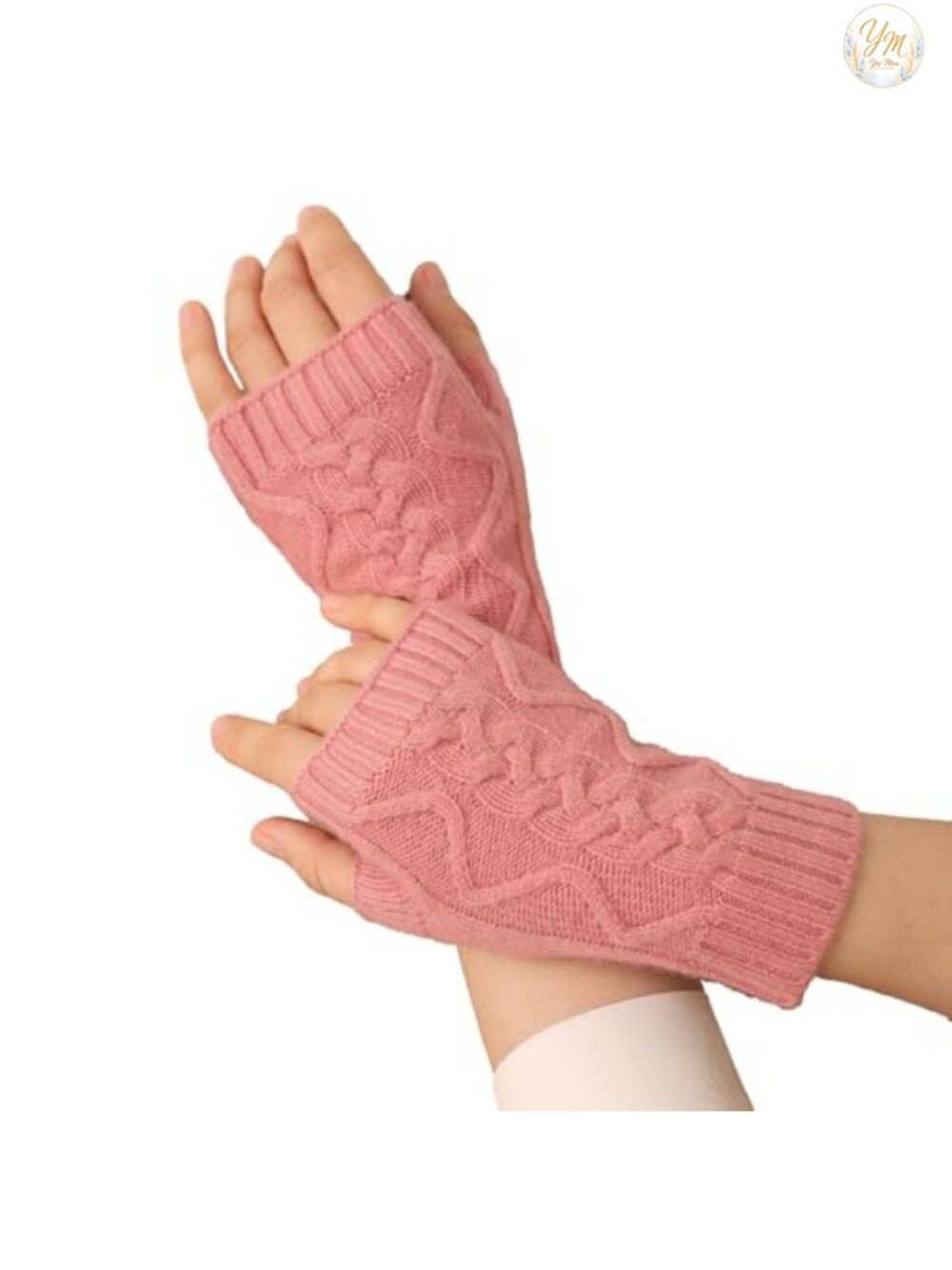 100% Cashmere Fingerless Gloves Knitted Mittens Winter Warm Gift